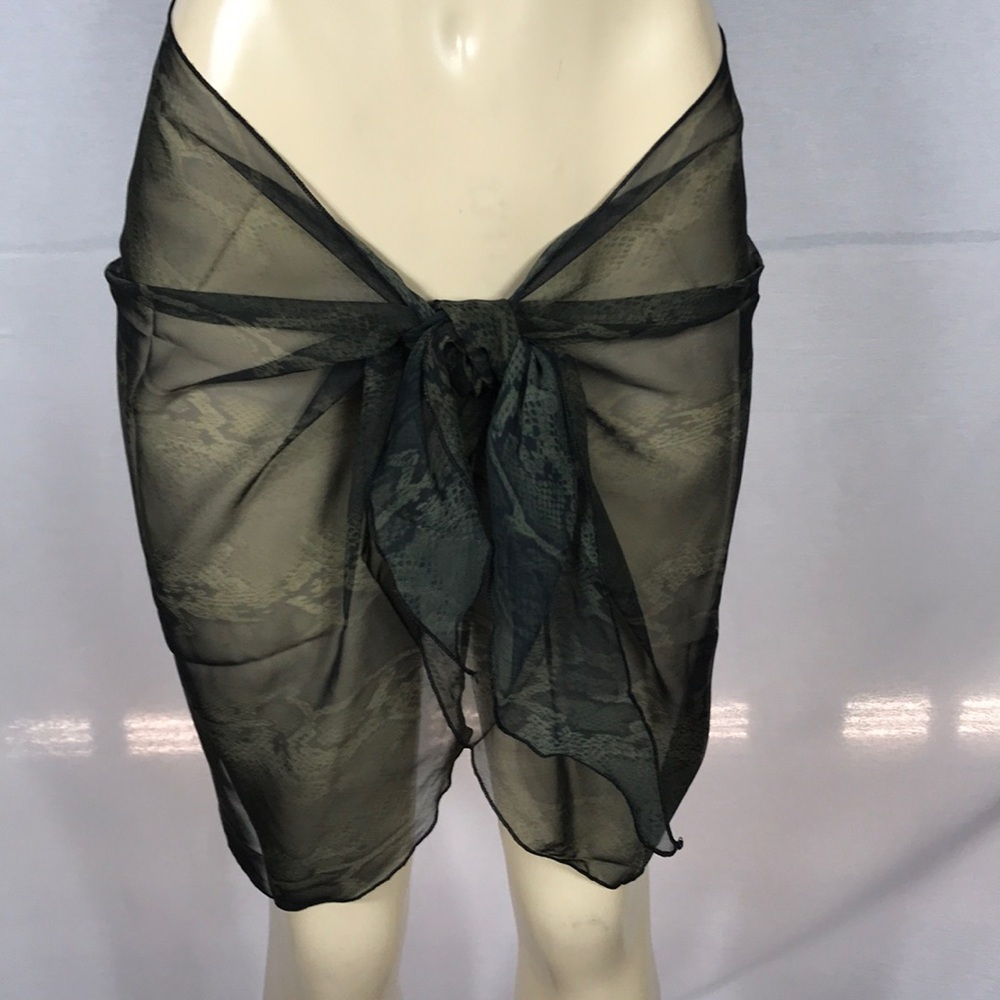 Zuliana Green Snake Print Pareo/Sarong Skirt. Made in USA. New With Tags